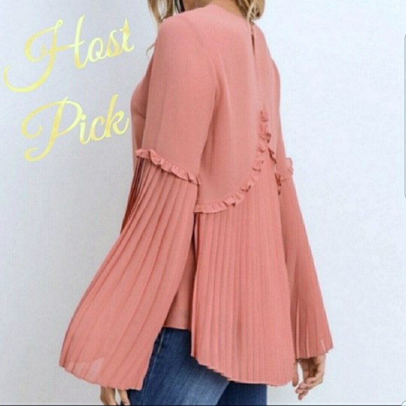 Gilli Tops - Gilli Ruffle Pleated Flare Slv Blouse Dusty Mauve
